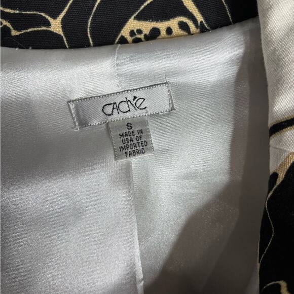 Cache Black and White Floral Jacket With Gold Buttons & Large Lapels Size Small - Picture 5 of 7